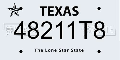 48211T8 Texas License Plate