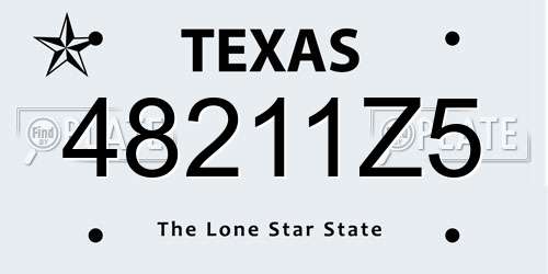 48211Z5 Texas License Plate