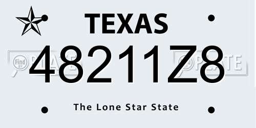 48211Z8 Texas License Plate