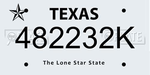 482232K Texas License Plate