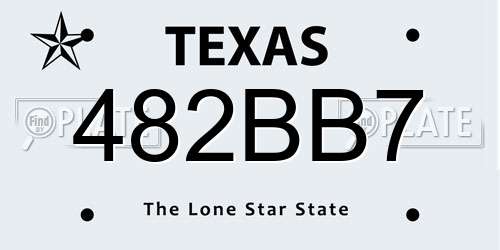 482BB7 Texas License Plate
