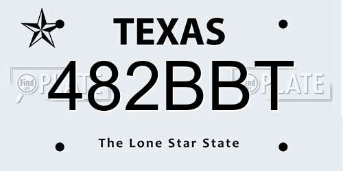 482BBT Texas License Plate
