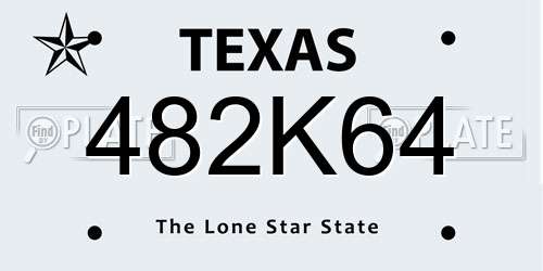 482K64 Texas License Plate