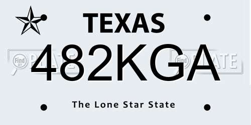 482KGA Texas License Plate
