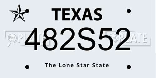 482S52 Texas License Plate