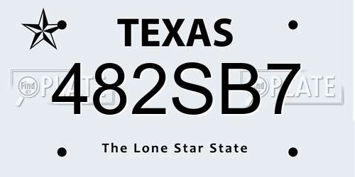482SB7 Texas License Plate