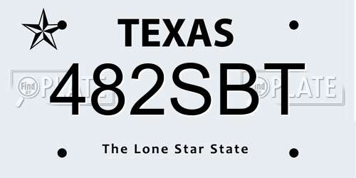 482SBT Texas License Plate