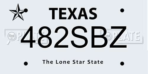 482SBZ Texas License Plate