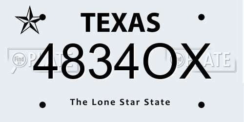 4834OX Texas License Plate