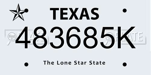 483685K Texas License Plate