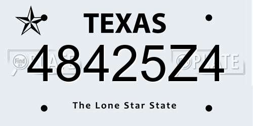 48425Z4 Texas License Plate