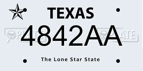 4842AA Texas License Plate