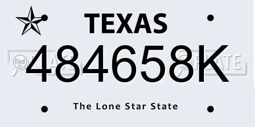 484658K Texas License Plate