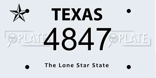 4847 Texas License Plate