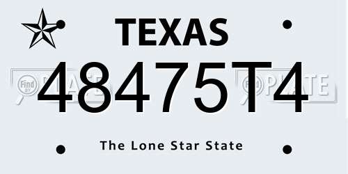 48475T4 Texas License Plate