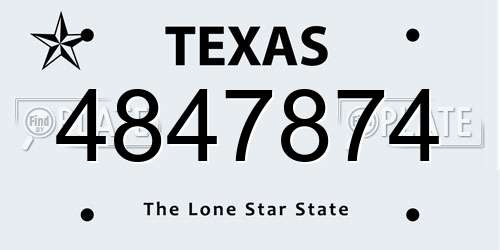4847874 Texas License Plate