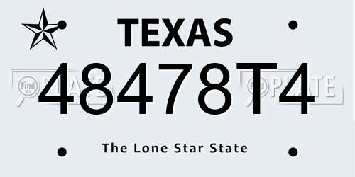 48478T4 Texas License Plate