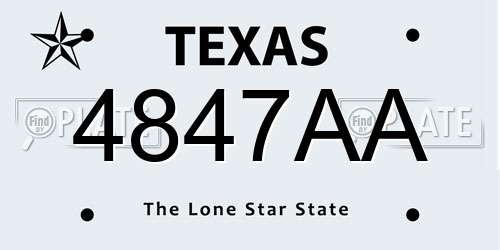 4847AA Texas License Plate