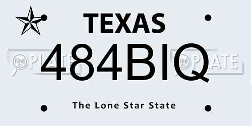 484BIQ Texas License Plate