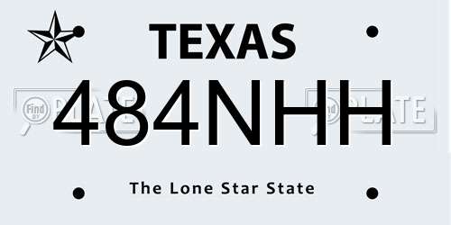 484NHH Texas License Plate