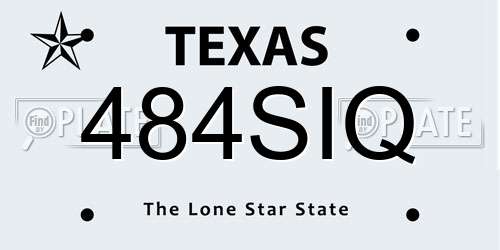 484SIQ Texas License Plate