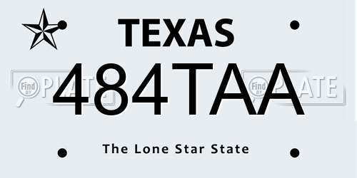 484TAA Texas License Plate