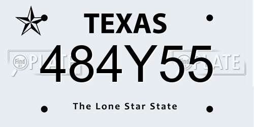 484Y55 Texas License Plate