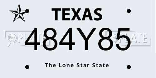 484Y85 Texas License Plate
