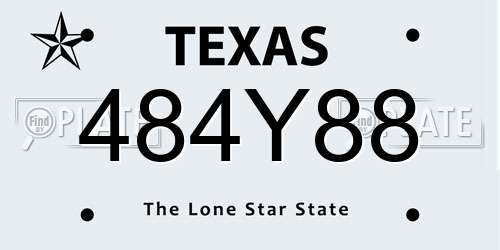 484Y88 Texas License Plate