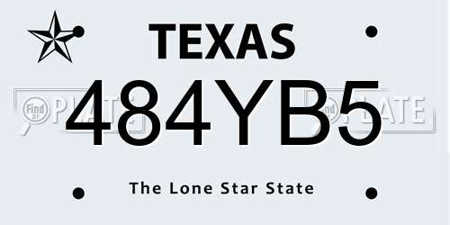 484YB5 Texas License Plate