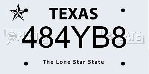 484YB8 Texas License Plate