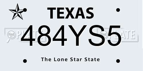484YS5 Texas License Plate