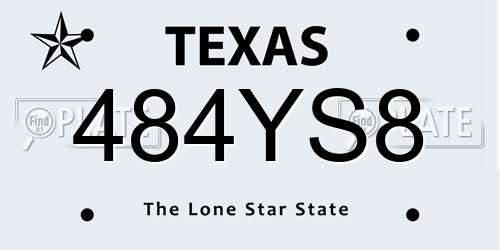 484YS8 Texas License Plate