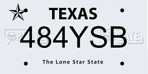 484YSB Texas License Plate