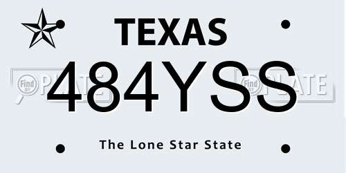 484YSS Texas License Plate