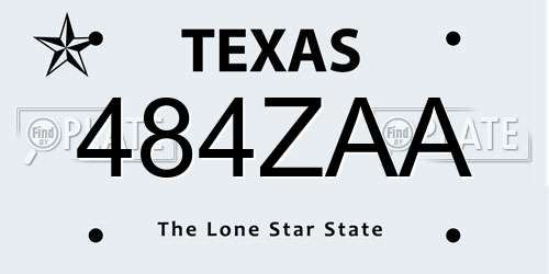 484ZAA Texas License Plate