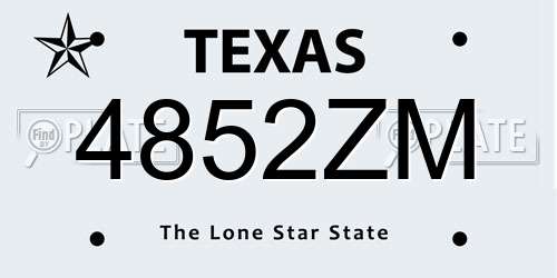 4852ZM Texas License Plate