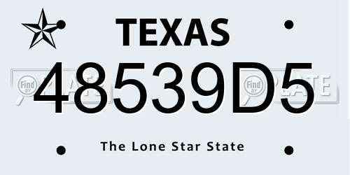 48539D5 Texas License Plate