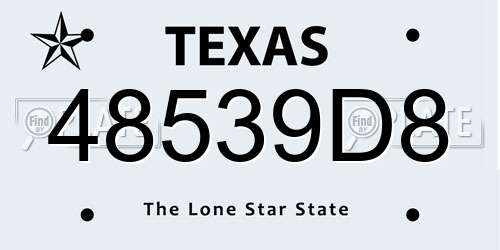 48539D8 Texas License Plate