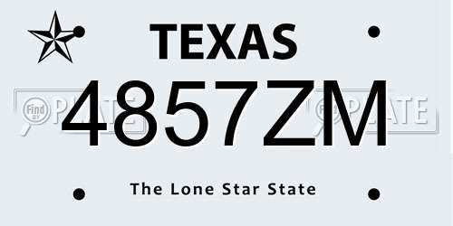 4857ZM Texas License Plate