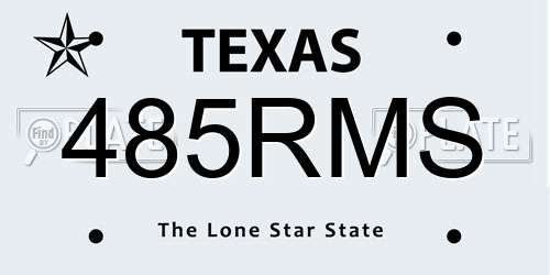 485RMS Texas License Plate