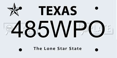 485WPO Texas License Plate