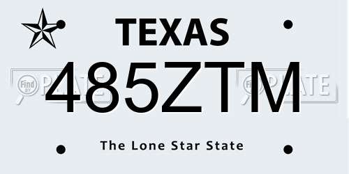 485ZTM Texas License Plate