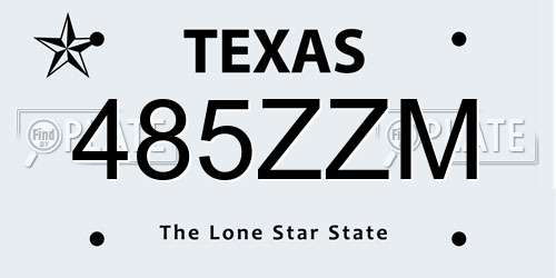 485ZZM Texas License Plate