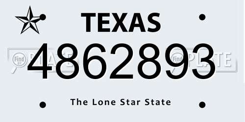 4862893 Texas License Plate