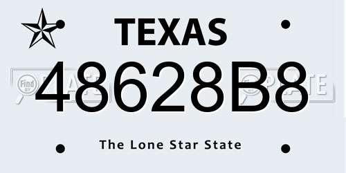 48628B8 Texas License Plate