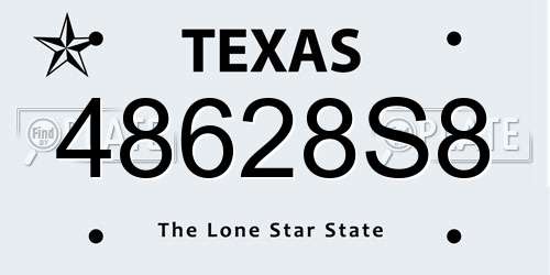 48628S8 Texas License Plate