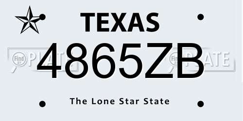 4865ZB Texas License Plate