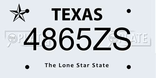 4865ZS Texas License Plate