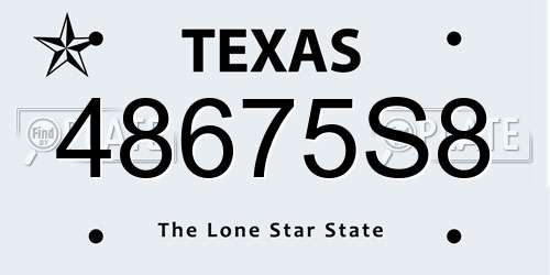 48675S8 Texas License Plate